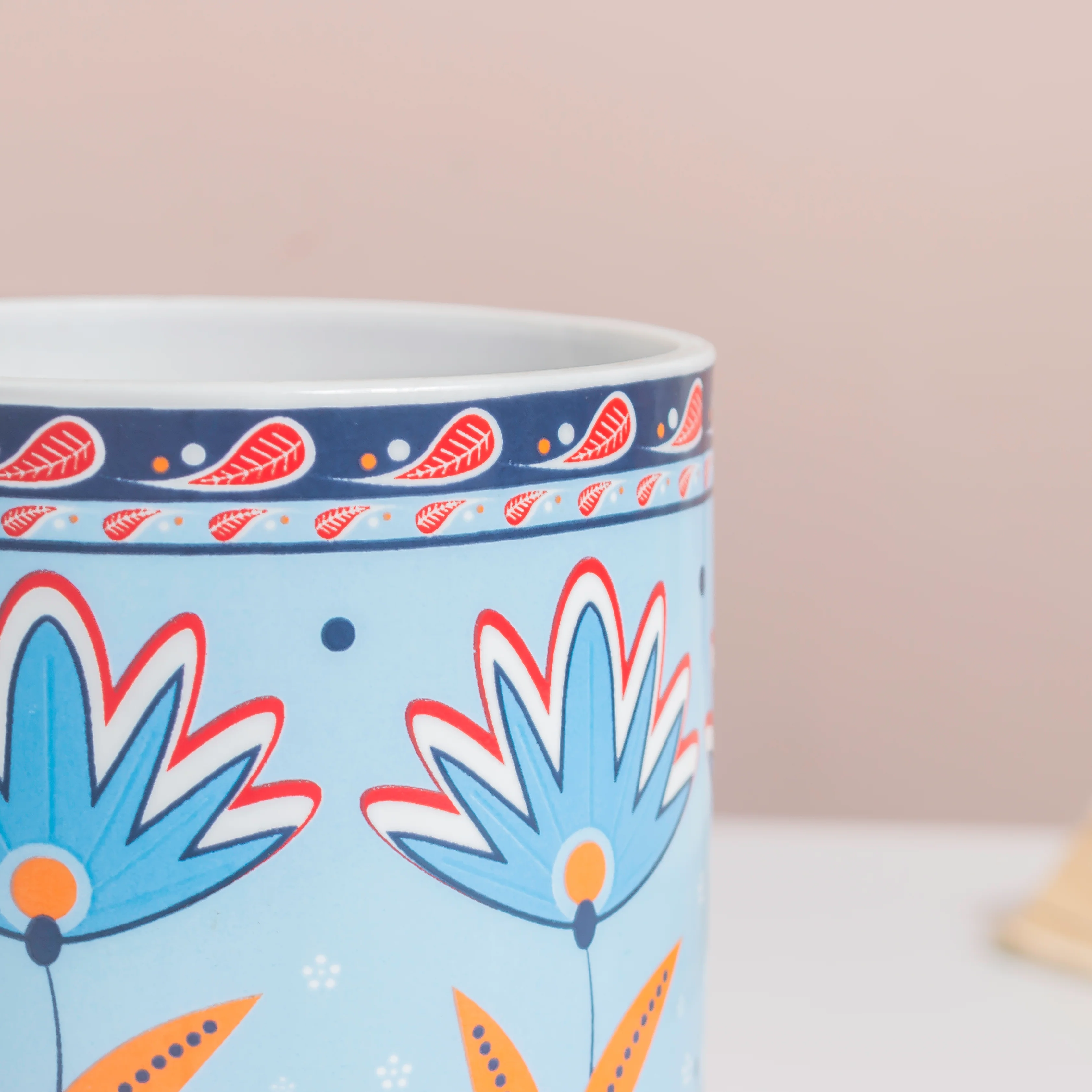 Floral Fantasy Ceramic Planter With Coaster Set Of 4 - Image 3