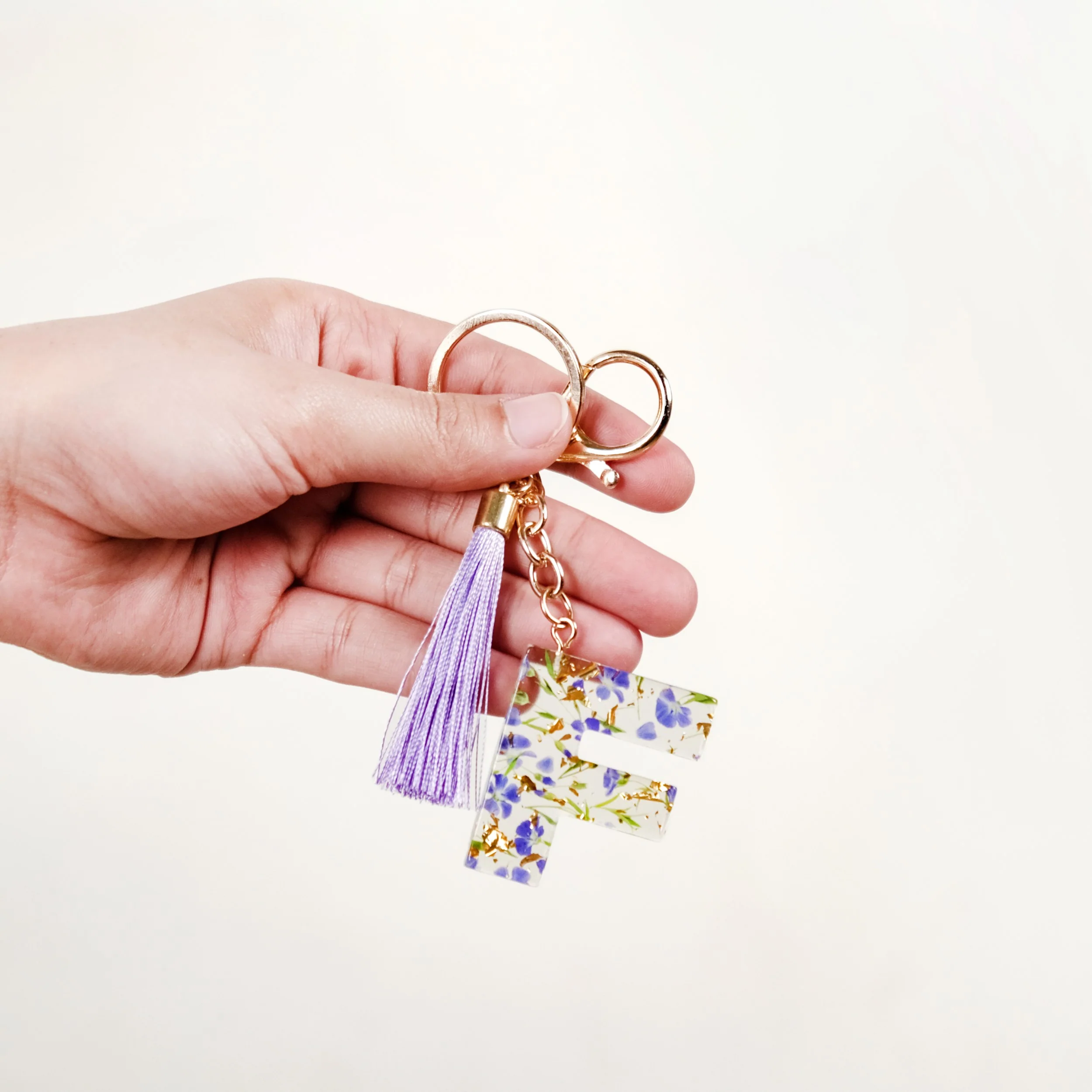 Floral Fantasy F Keychain With Satin Tassel - Image 2