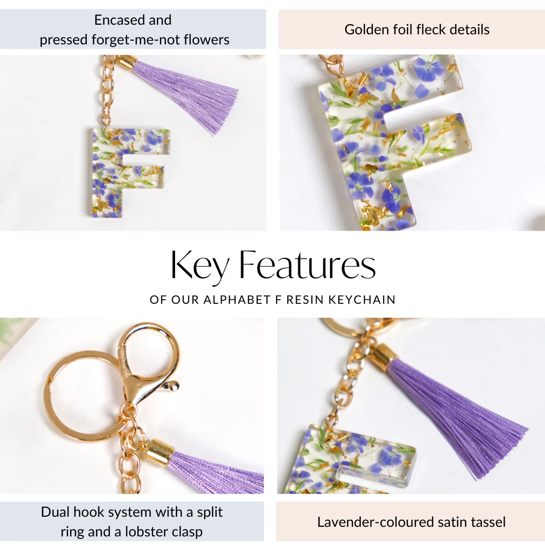 Floral Fantasy F Keychain With Satin Tassel - Image 5