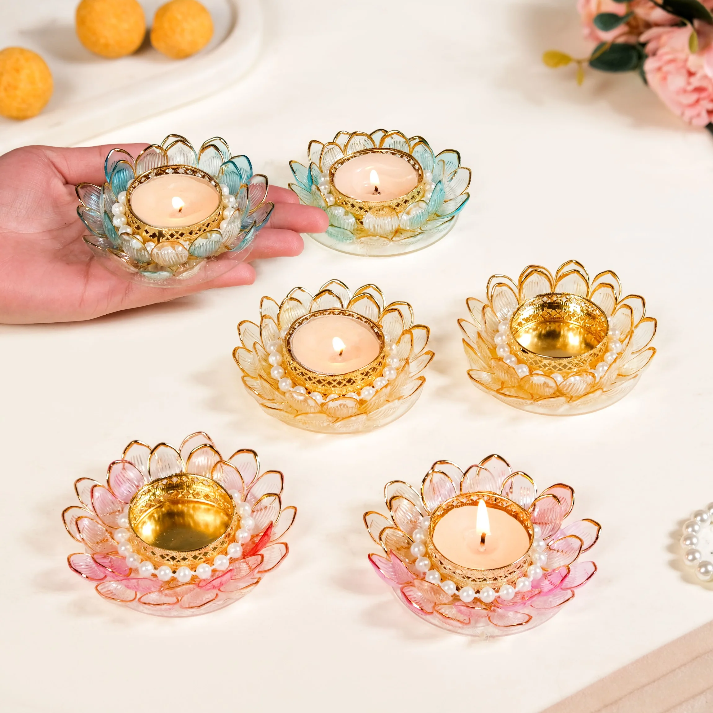 Floral Festivity Tealight Holder Set Of 6 - Image 2
