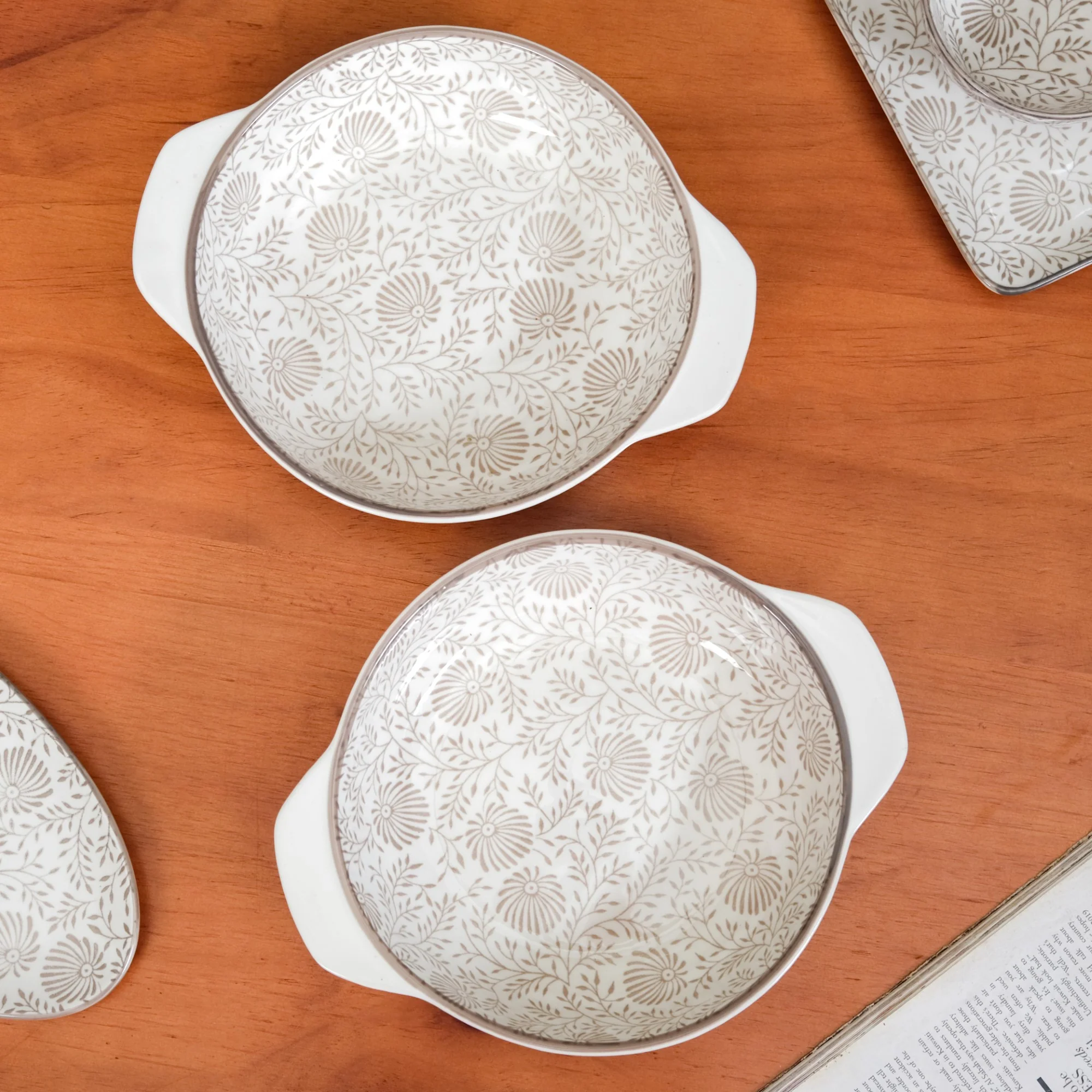Floral Fiesta Ceramic Bowls With Handles Set Of 2 1000ml - Image 6