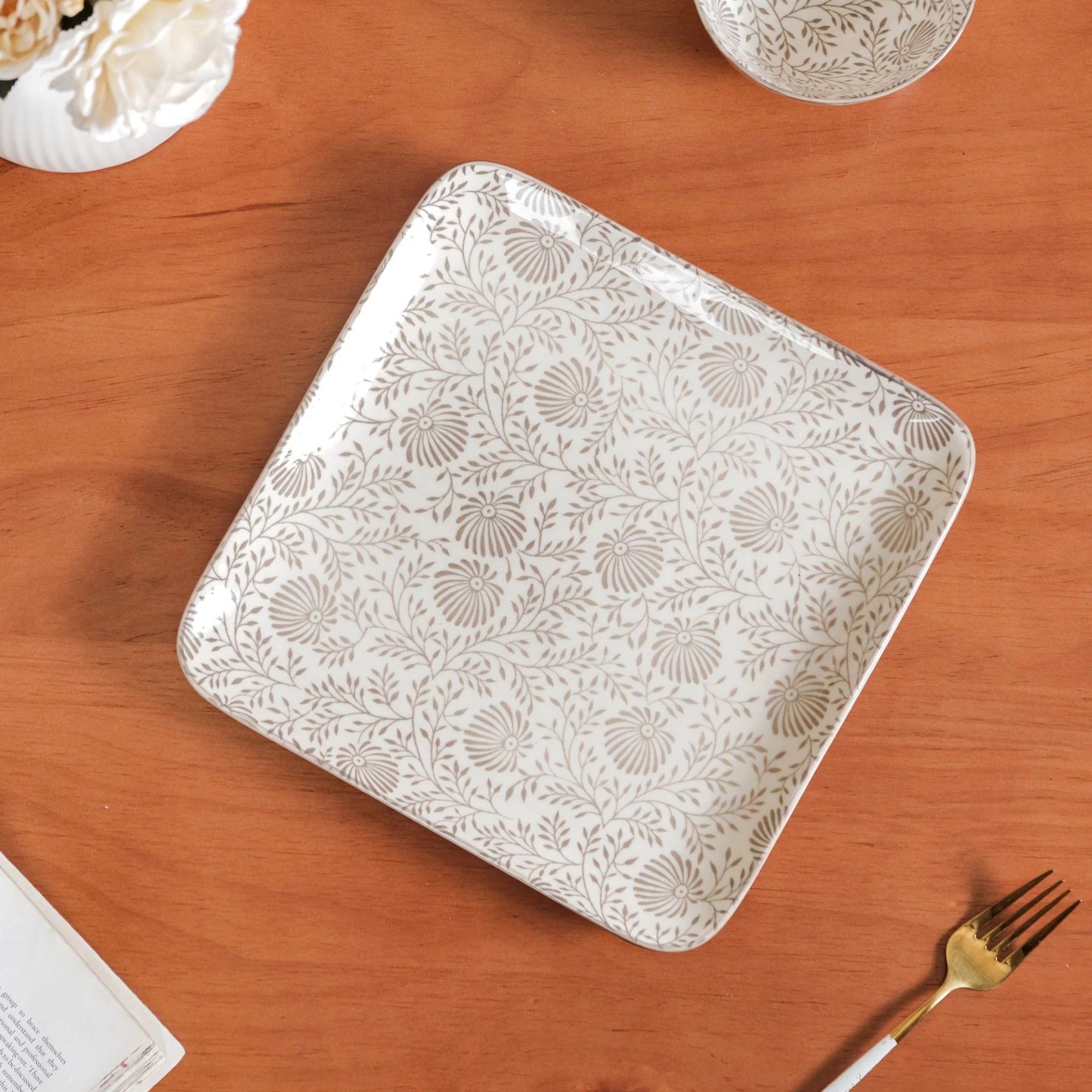 Floral Fiesta Square Dinner Plates Set Of 4 10x10 Inch - Image 3