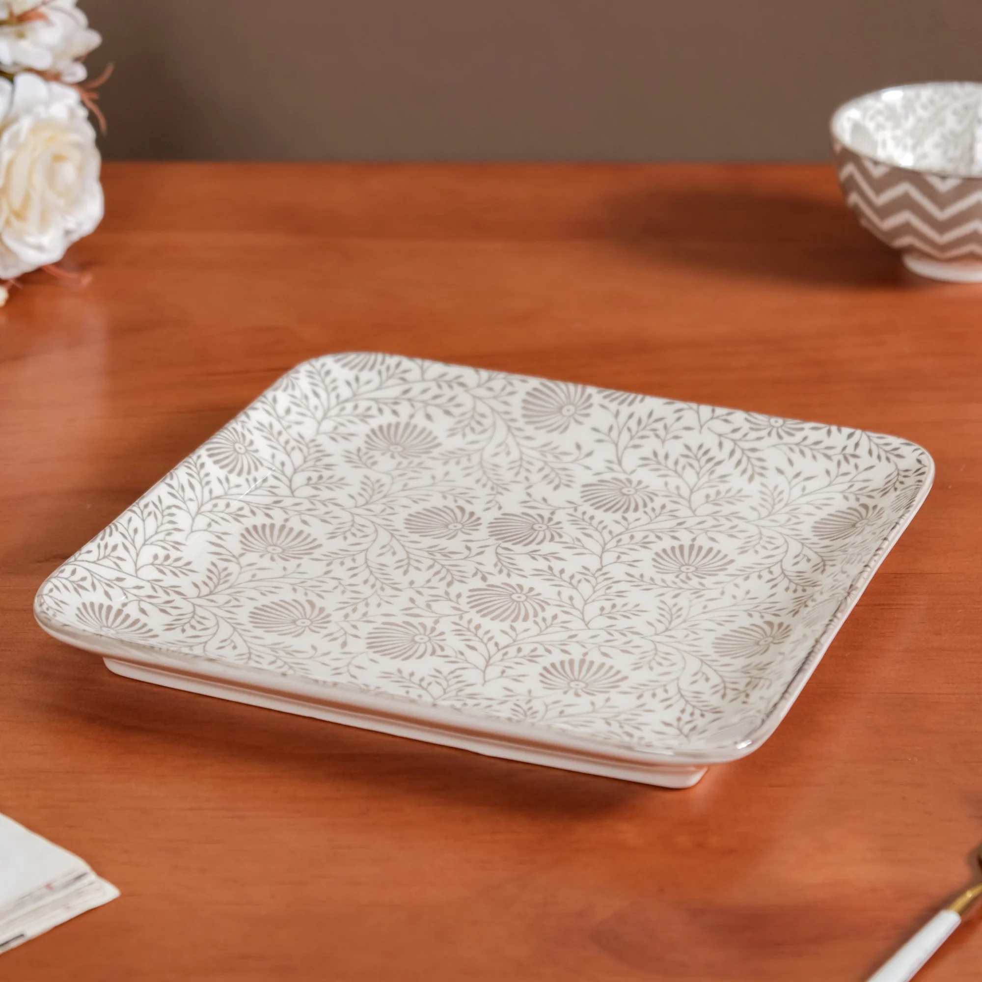 Floral Fiesta Square Dinner Plates Set Of 4 10x10 Inch - Image 6