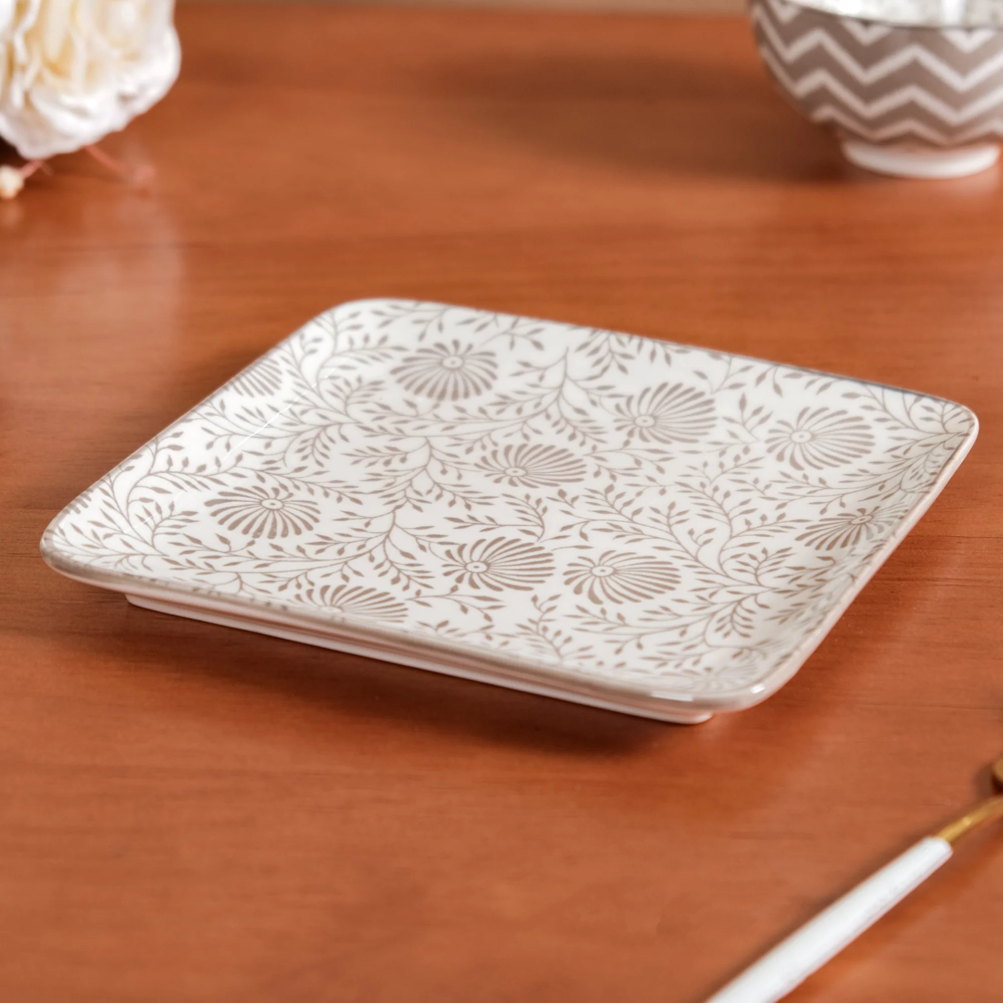 Floral Fiesta Square Snack Plates Set Of 4 7x7 Inch - Image 3