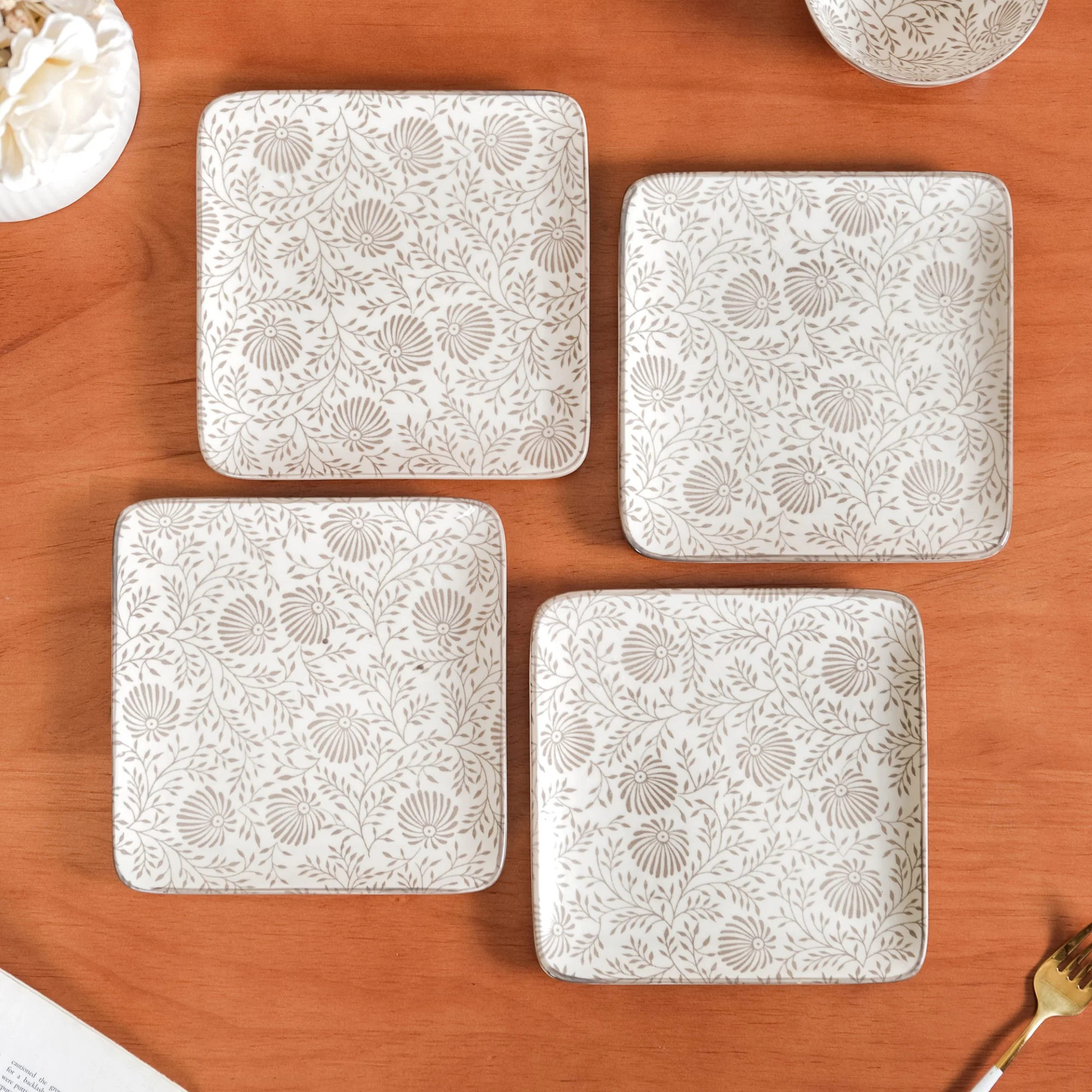 Floral Fiesta Square Snack Plates Set Of 4 7x7 Inch - Image 8