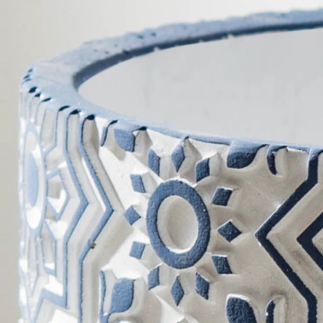 Floral Geometric Blue White Pot - Image 4