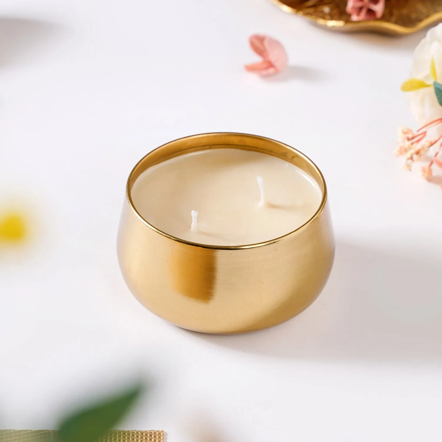 Floral Gold Double Wick Scented Candle Set Of 2 - Image 10