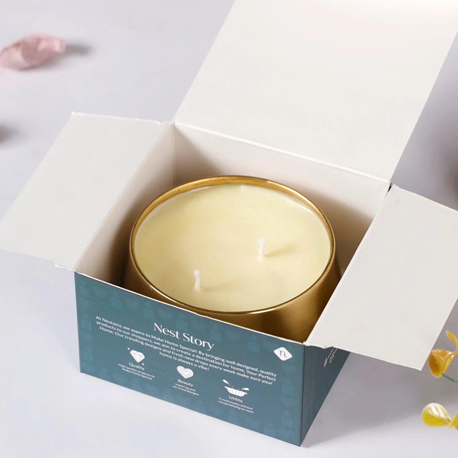 Floral Gold Double Wick Scented Candle Set Of 2 - Image 6