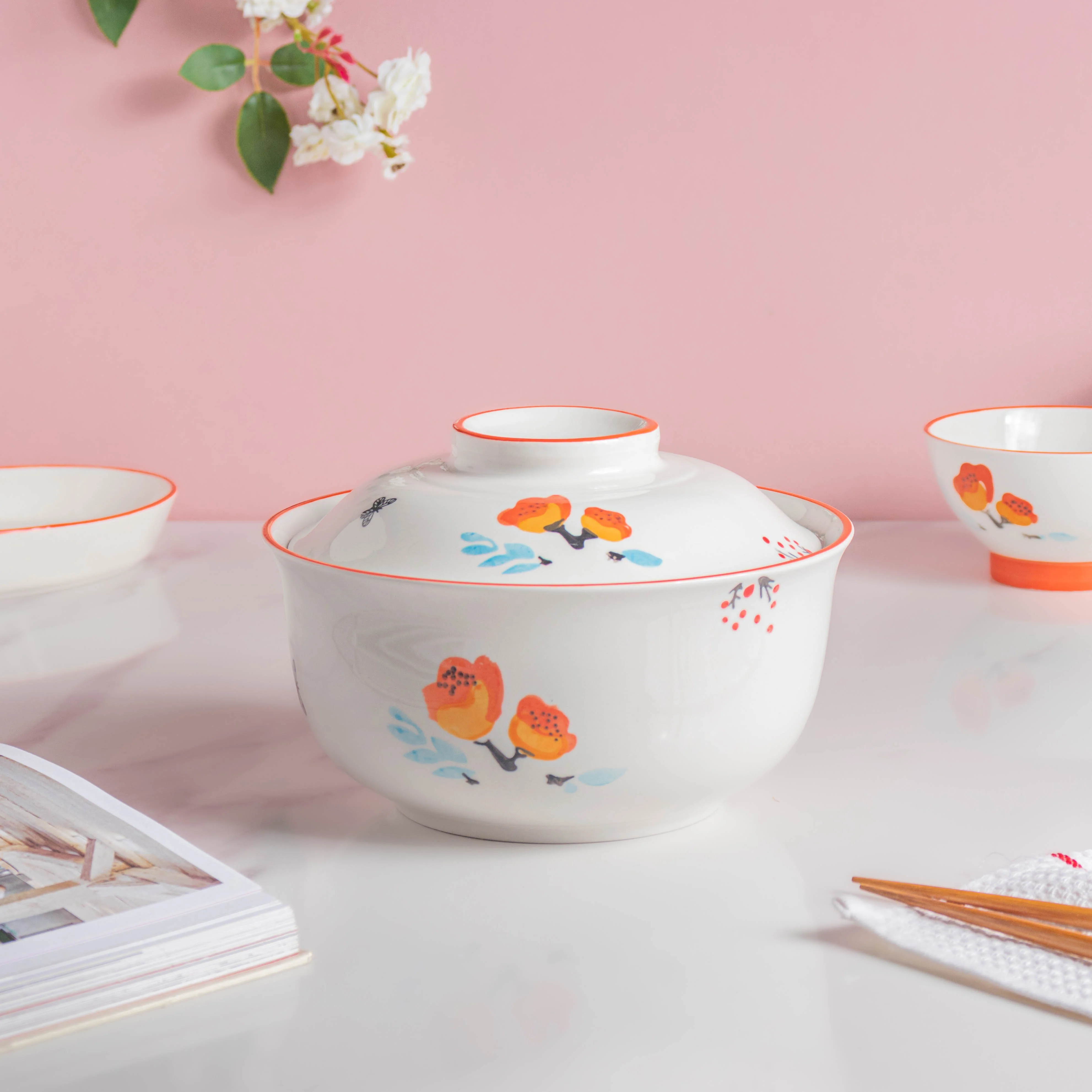 Floral Heart Plates and Pot For 4 - Image 8