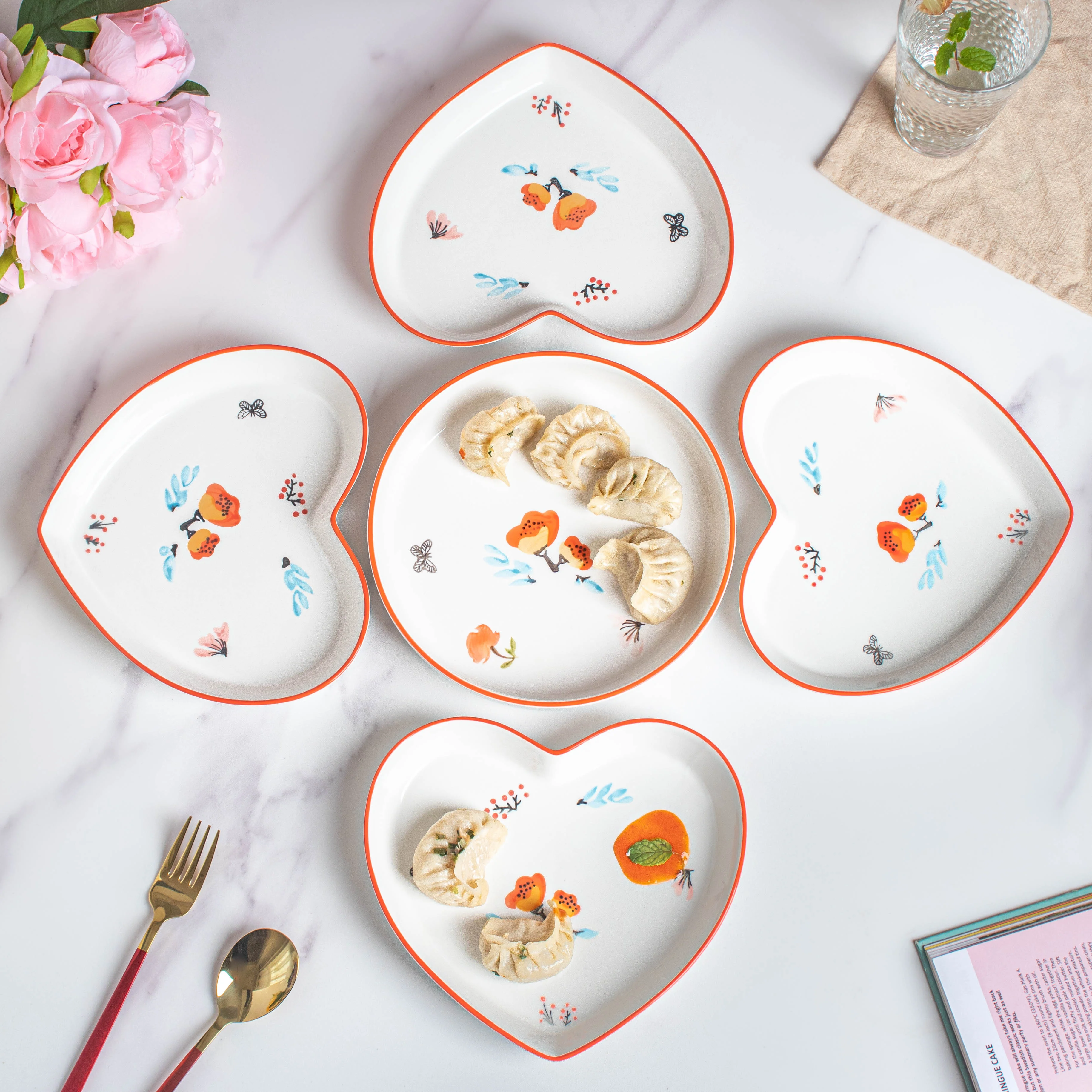 Floral Heart Plates Set of 5 - Image 8