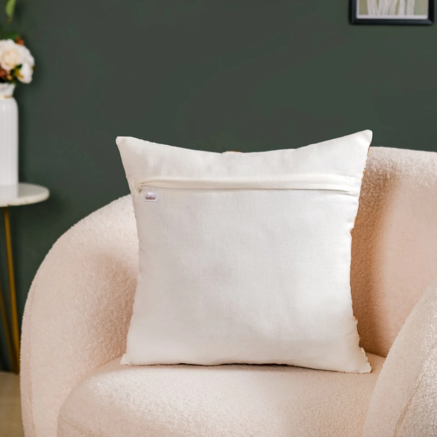 Floral Pop Embroidered Cushion Cover 16x16 Inch - Image 3