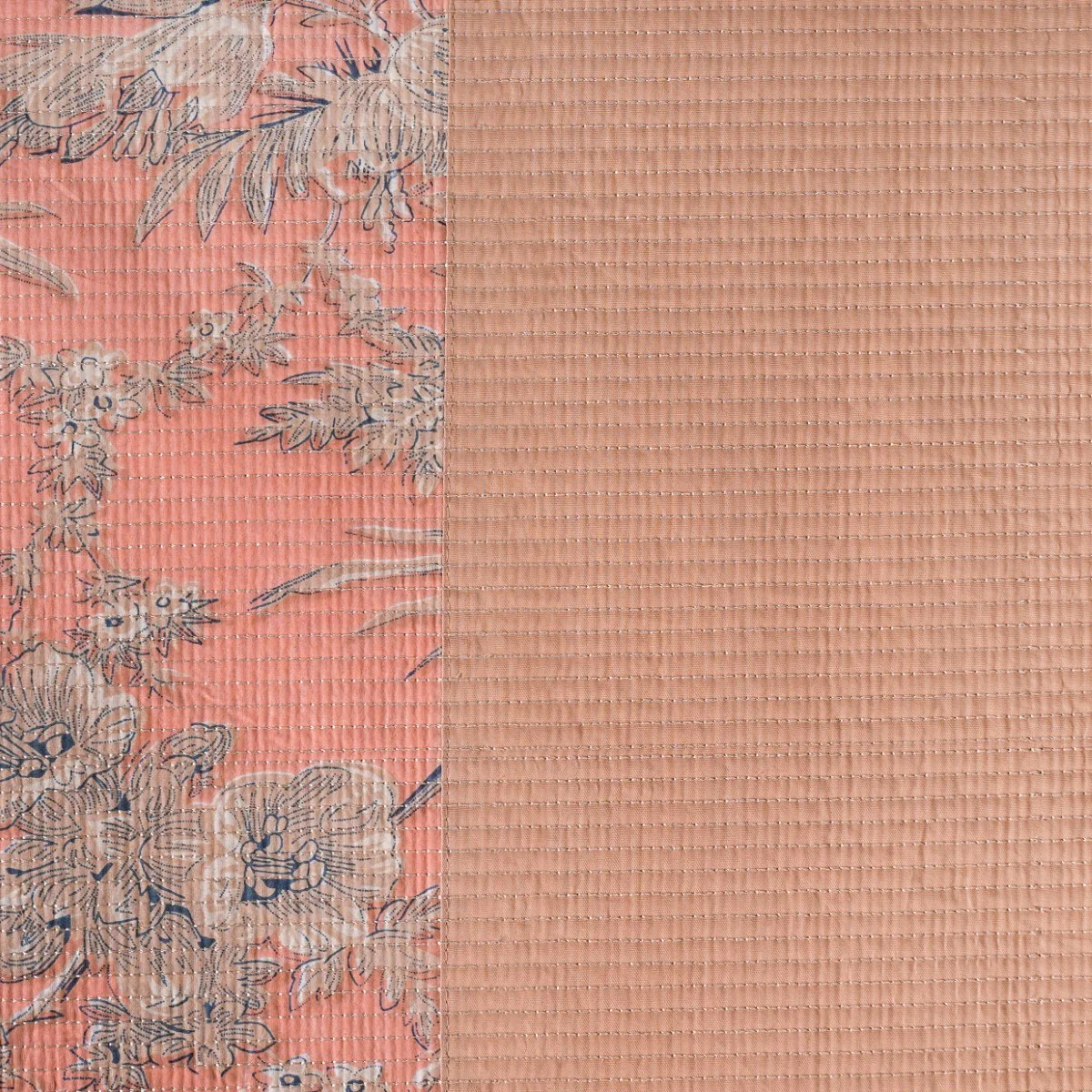 Floral Quilted Cotton King Size Bed Cover Peach Pink 102x93 Inch - Image 12