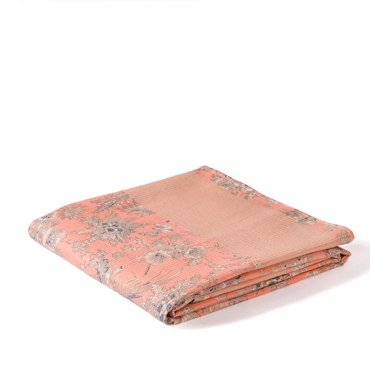 Floral Quilted Cotton King Size Bed Cover Peach Pink 102x93 Inch - Image 13