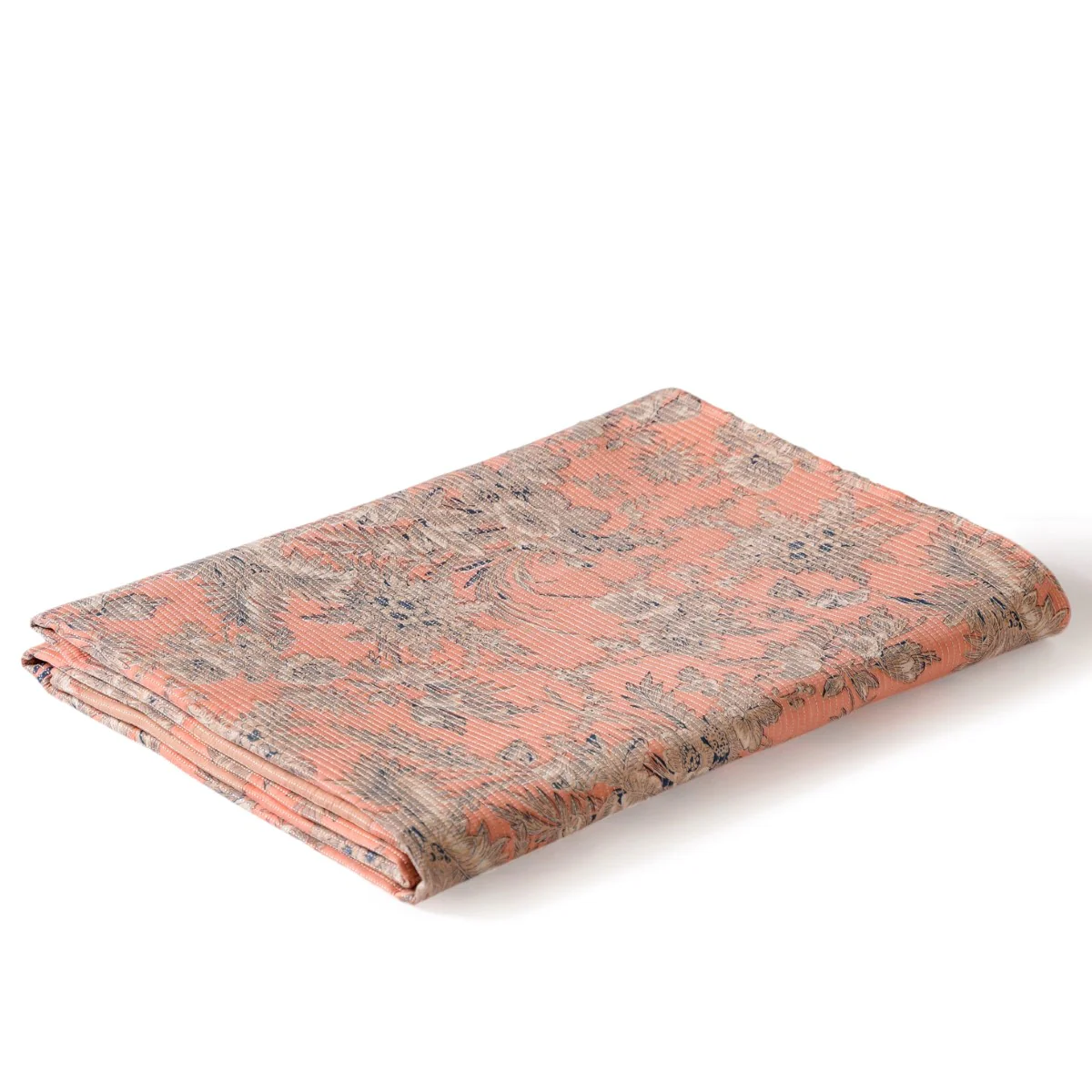 Floral Quilted Cotton King Size Bed Cover Peach Pink 102x93 Inch - Image 4