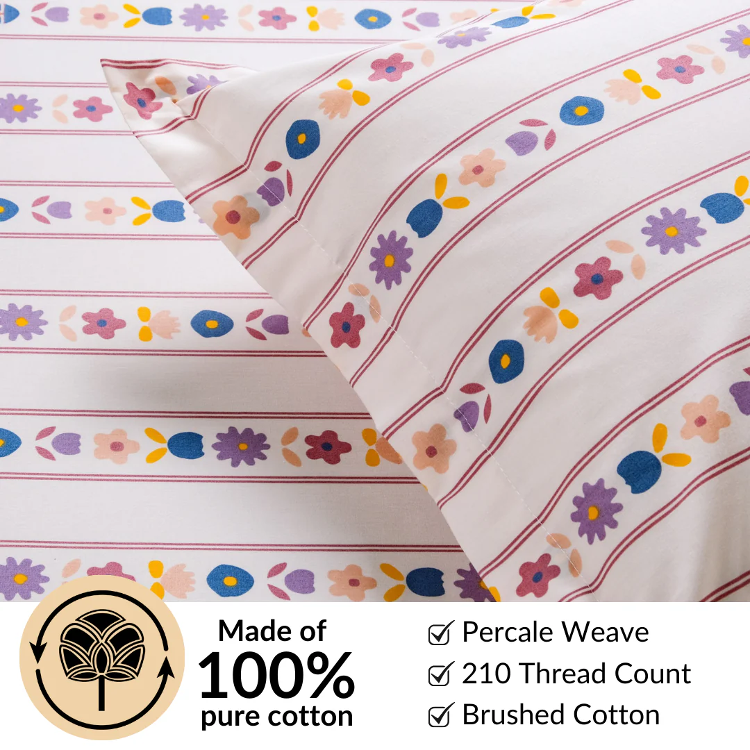 Floral Retreat Queen Size Cotton Bedding Set 254x229cm - Image 6