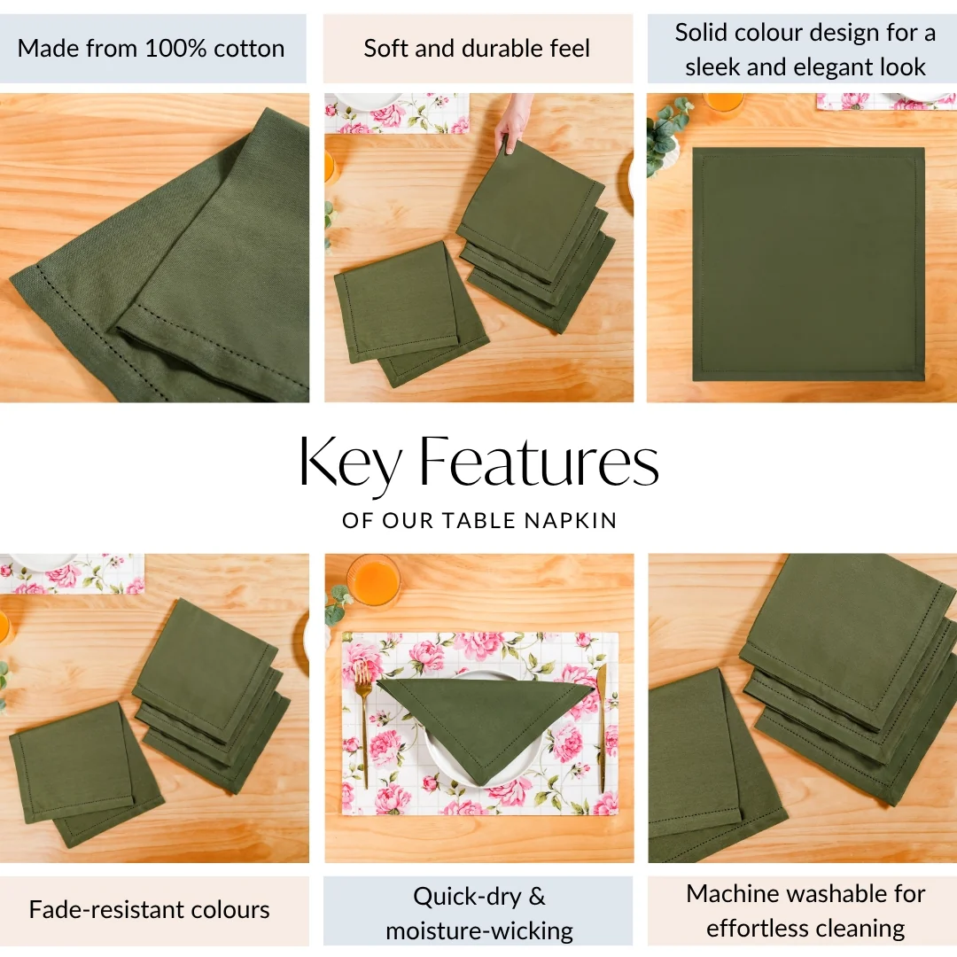 Floral Rouge Luxe Table Napkin Olive Green Set Of 4 - Image 5