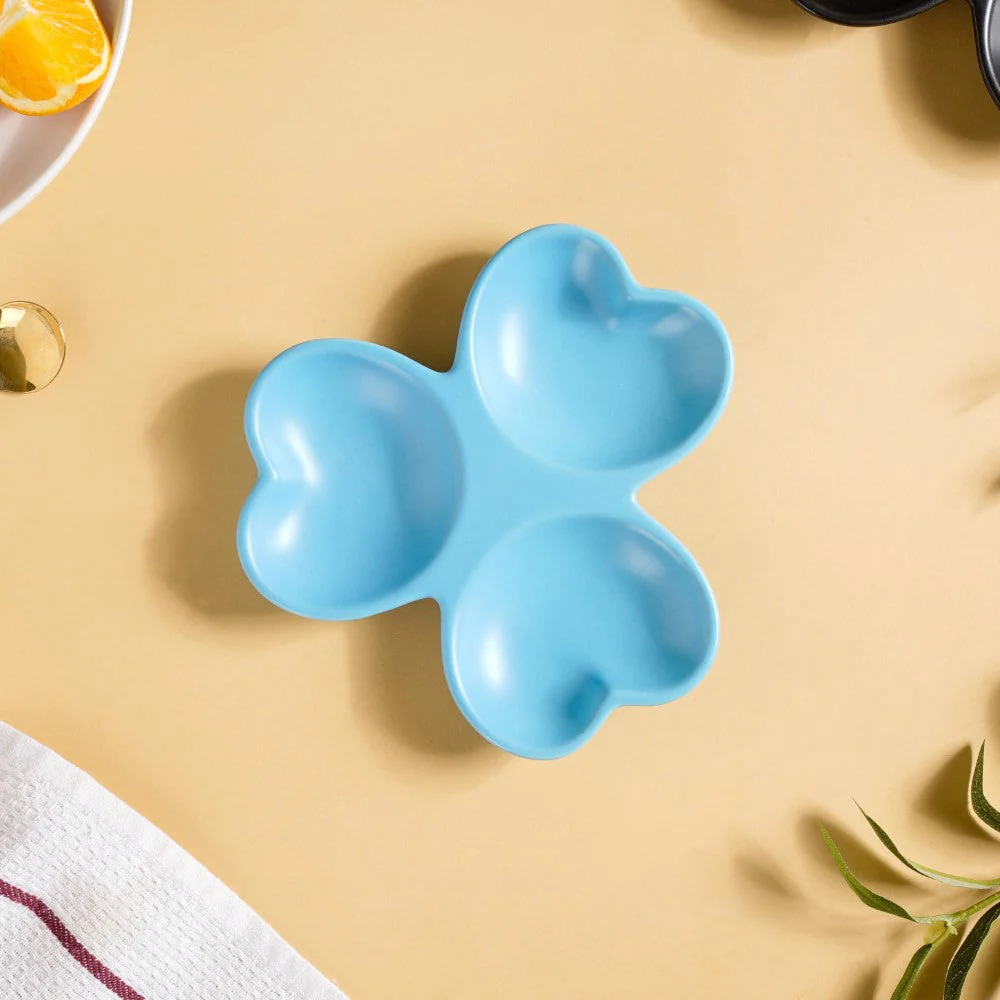 Floral Section Dip Plate Blue