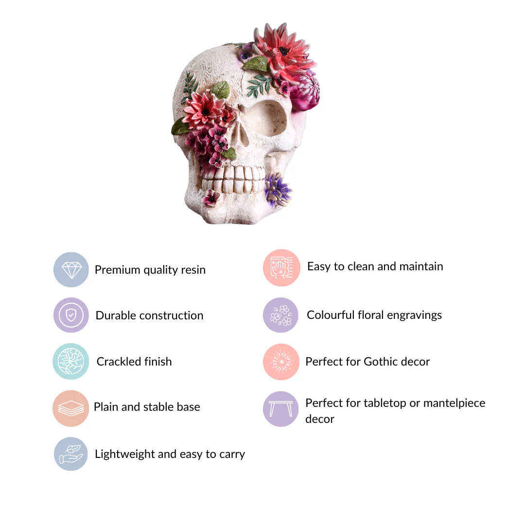 Floral Skull Decor Object - Image 5