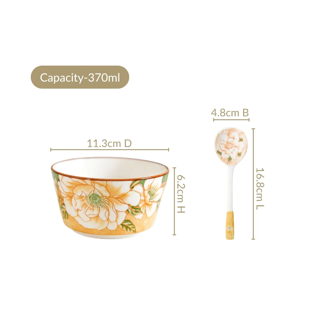 Floral Soup Bowl Set Of 4 With Spoons 370ml - Image 4