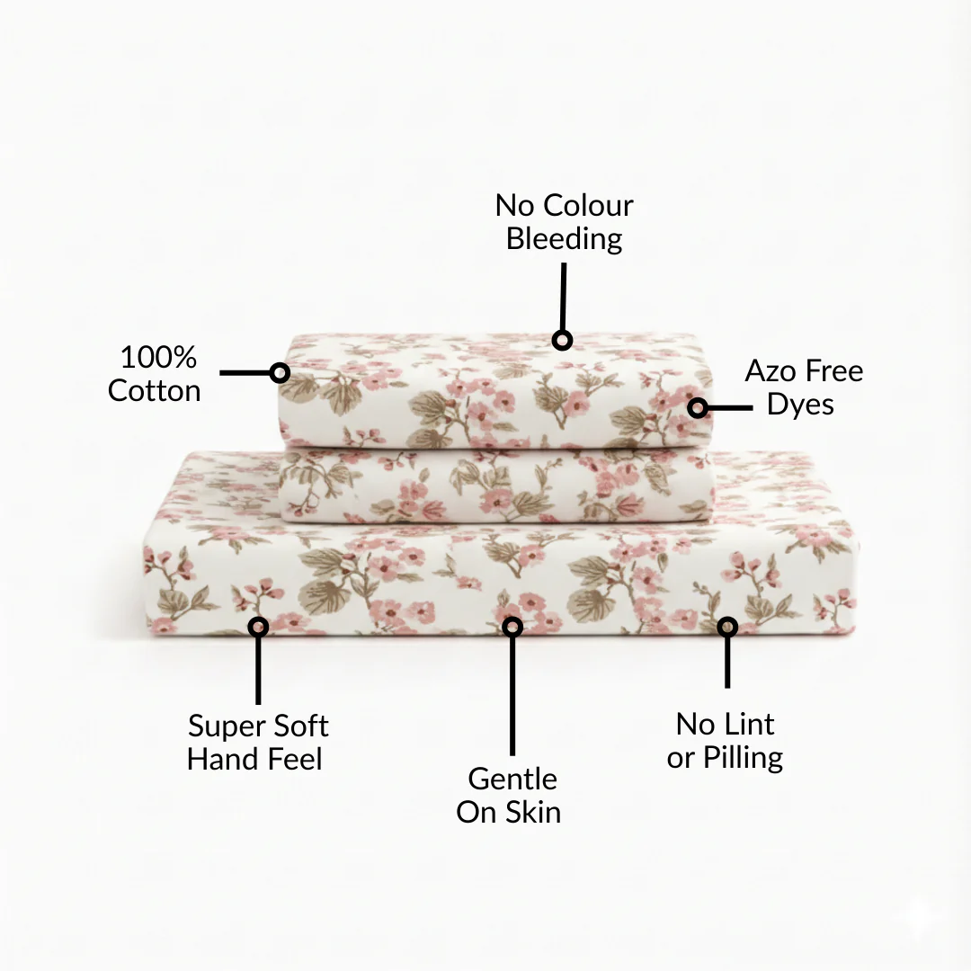 Florence Meadow Pure Cotton Queen Size Bedding Set 254x229cm - Image 3
