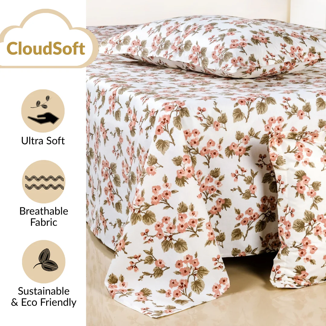 Florence Meadow Pure Cotton Queen Size Bedding Set 254x229cm - Image 4