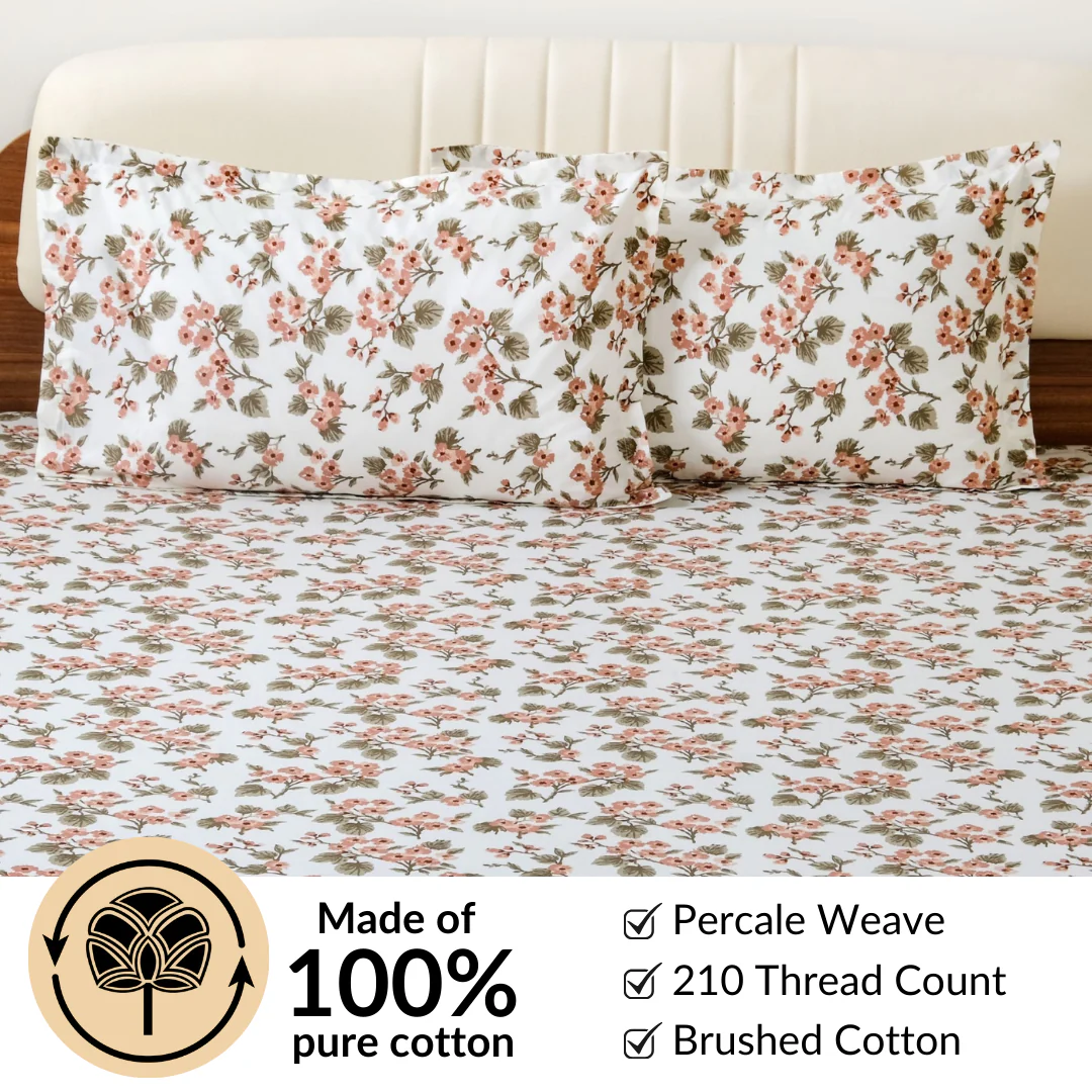 Florence Meadow Pure Cotton Queen Size Bedding Set 254x229cm - Image 6