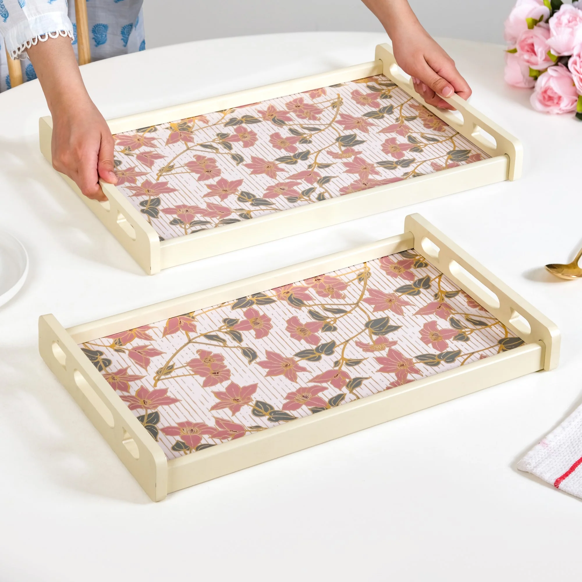 Florentia Wooden Serving Tray Set Of 2 - Image 2