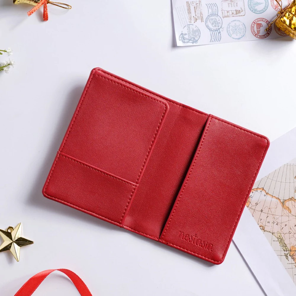 Floret Stocking Embroidered Passport Cover Red - Image 6