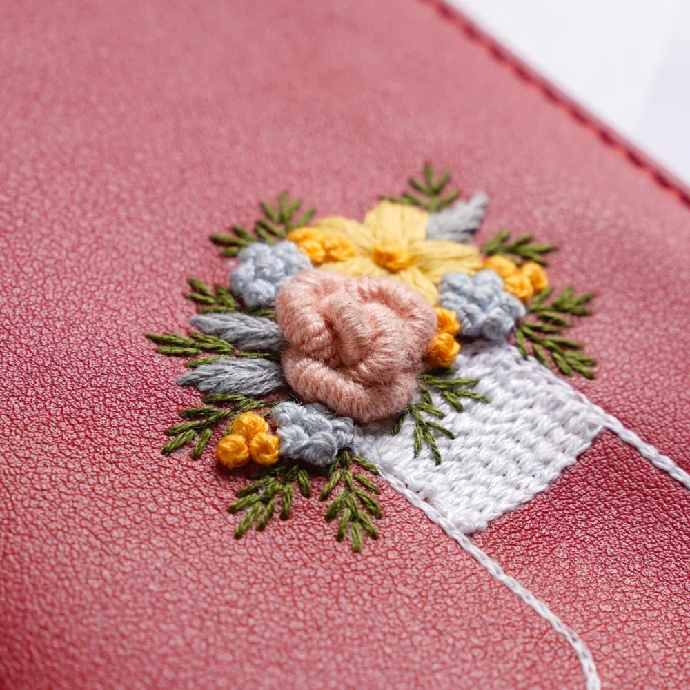 Floret Stocking Embroidered Passport Cover Red - Image 8
