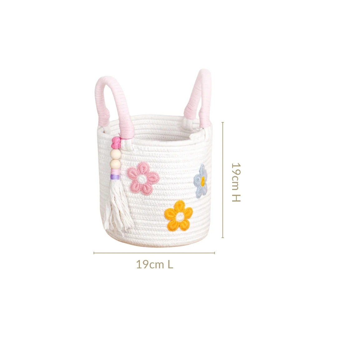 Flower Basket With Pink Handles 19cm - Image 4