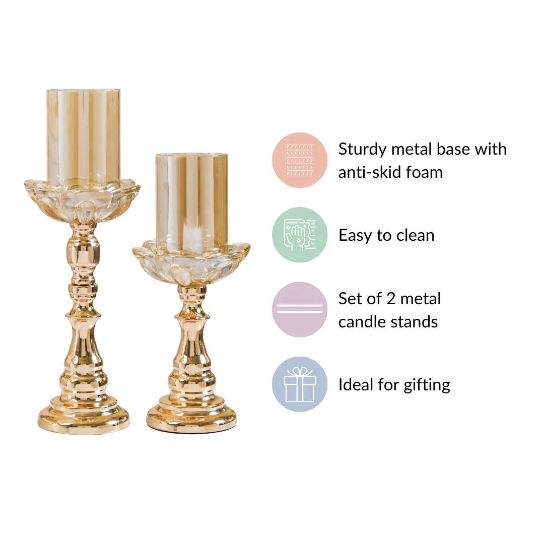 Flower Glass Candle Holder Set Of 2 - Image 4