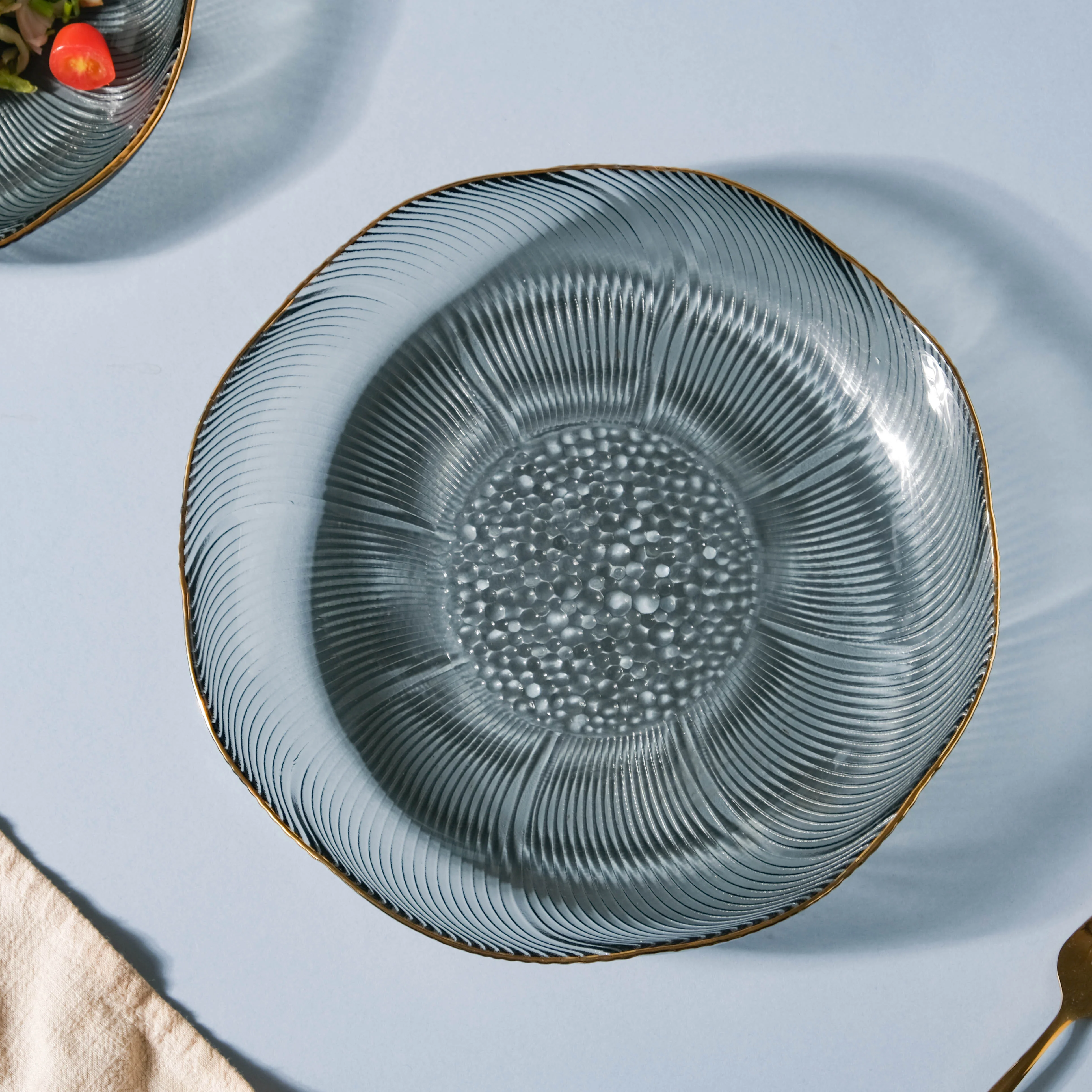 Flower Glass Pasta Plate Grey - Image 4