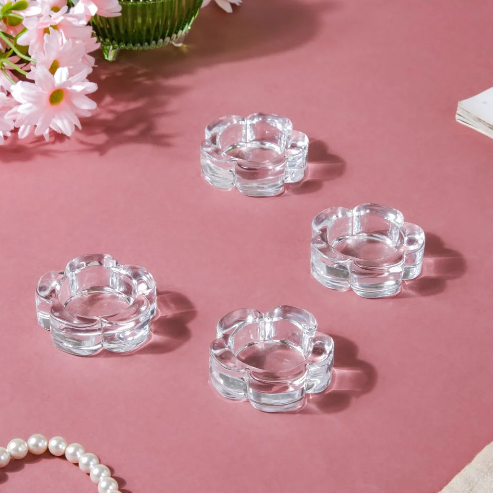 Flower Glass Tealight Candle Holder Set of 4 - Image 8