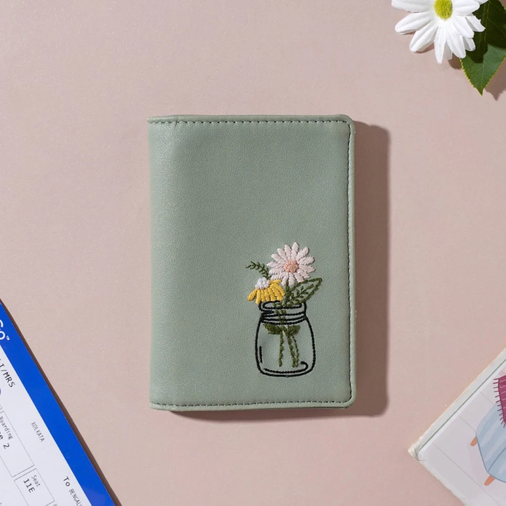 Flower Jar Two Fold Passport Cover Green - Image 4