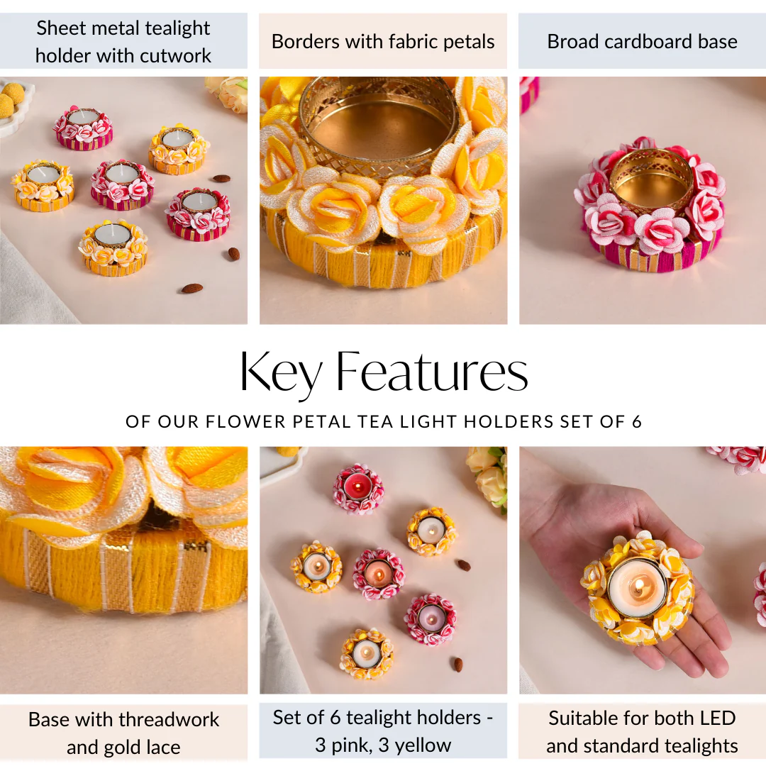 Flower Petal Tea Light Holders Set Of 6 - Image 5