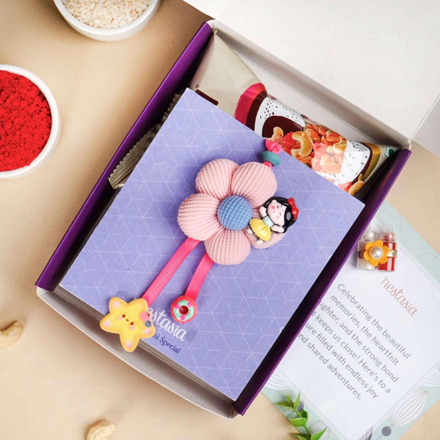 Flower Rakhi Gift Set For Kids - Image 7
