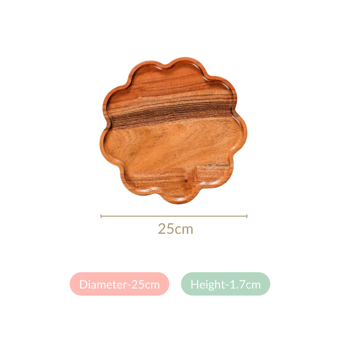 Flower Shaped Acacia Wood Serving Platter - Image 6