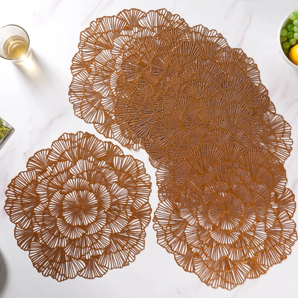 Flower Table Mat Bronze Set Of 6 15 Inch - Image 2