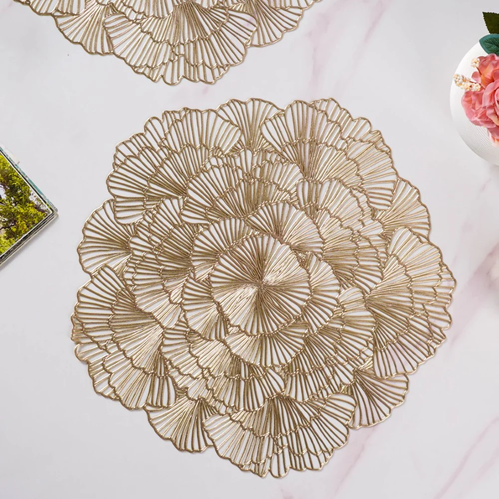 Flower Table Mat Gold Set Of 6 15 Inch - Image 4