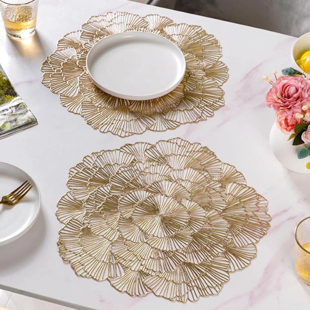 Flower Table Mat Gold Set Of 6 15 Inch - Image 6