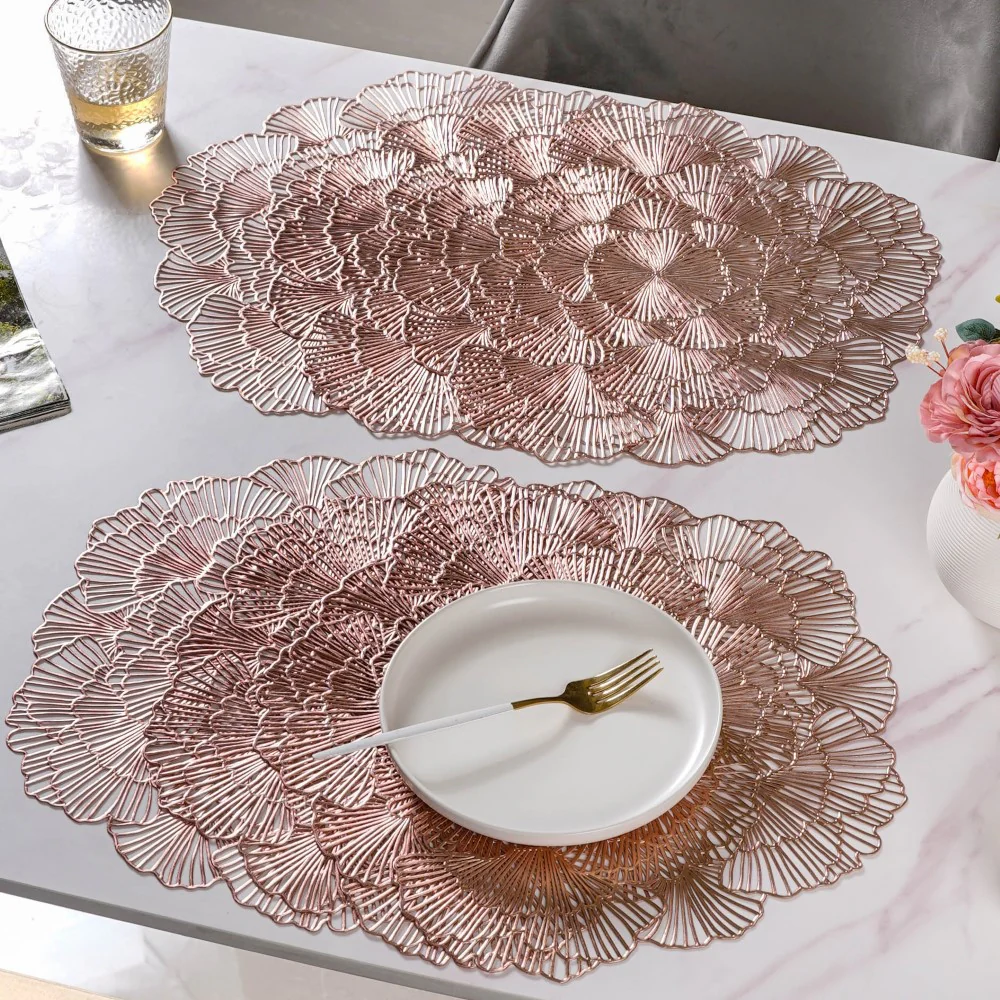 Flower Table Mat Rose Gold Set Of 6 15 Inch - Image 5