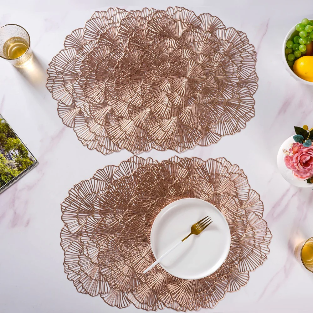 Flower Table Mat Rose Gold Set Of 6 15 Inch - Image 9