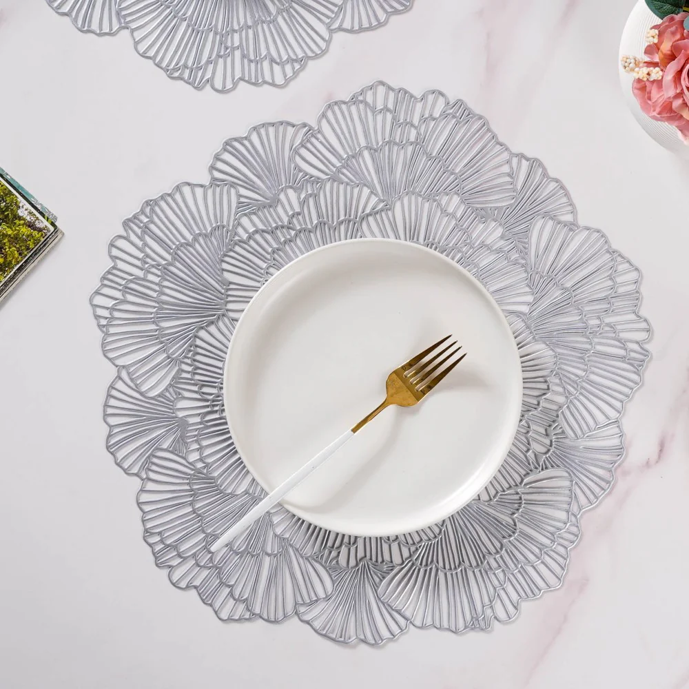 Flower Table Mat Silver Set Of 6 15 Inch - Image 5