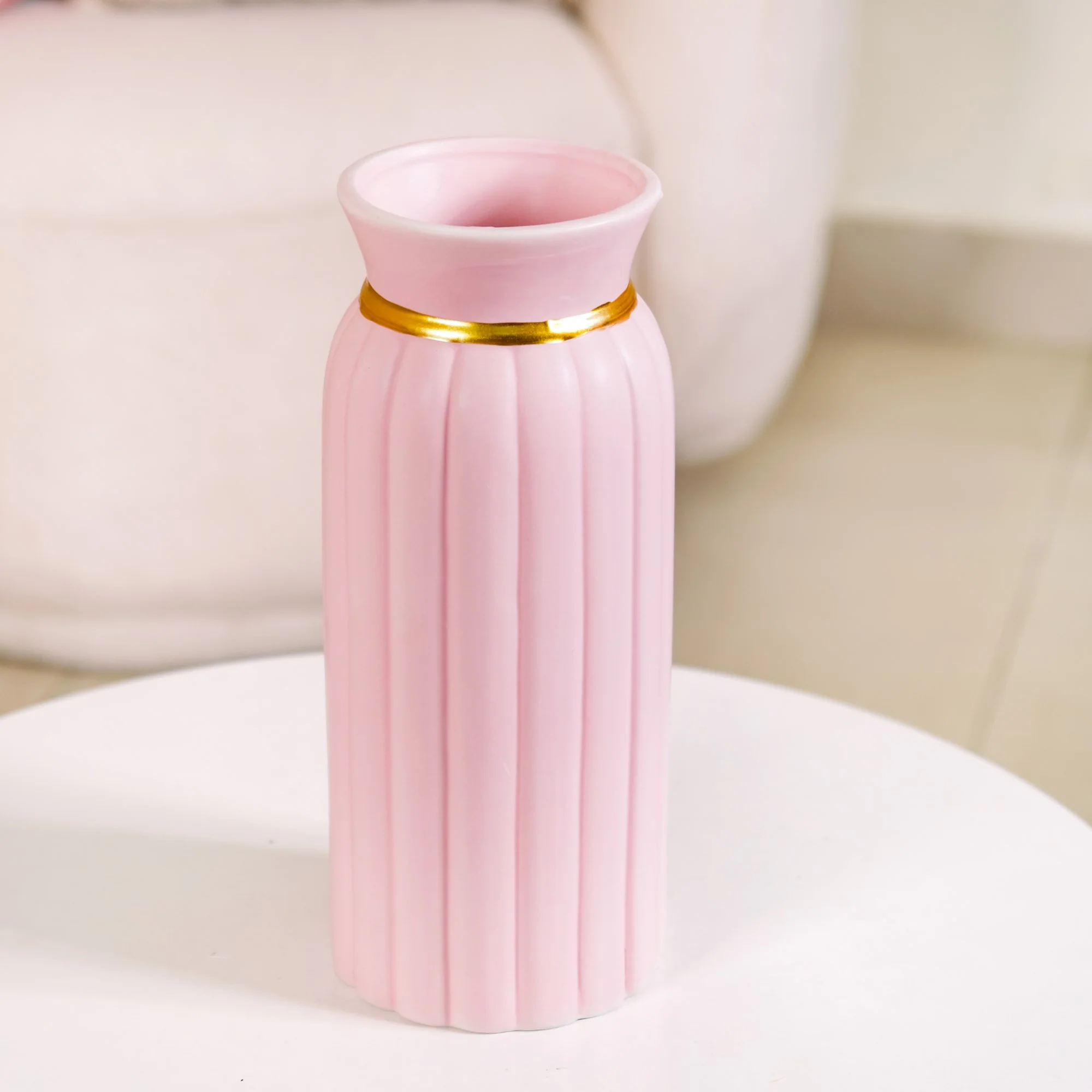 Flowerful Vintage Ceramic Vase Set of 2 Pink - Image 12