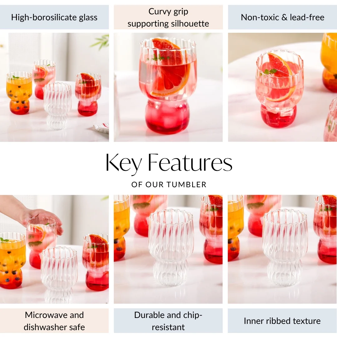 Fluted Borosilicate Glass Tumblers Set Of 4 460ml - Image 4