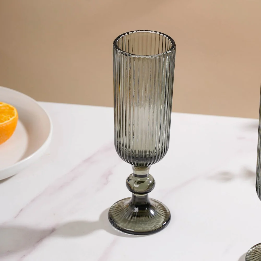 Fluted Champagne Glass Ash Grey Set Of 6 250ml - Image 5