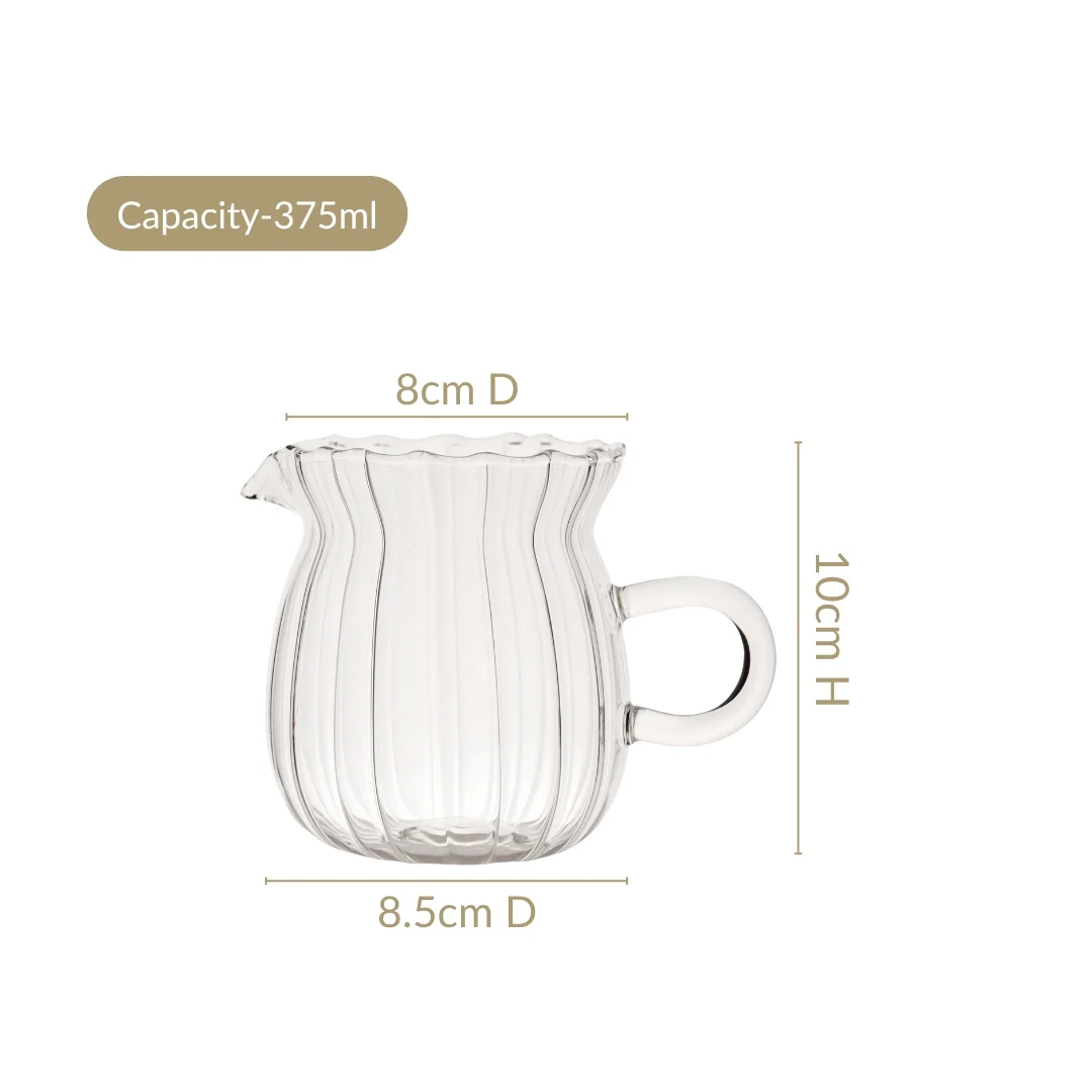 Fluted Glass Creamer Coffee Jug Set Of 2 375ml - Image 3