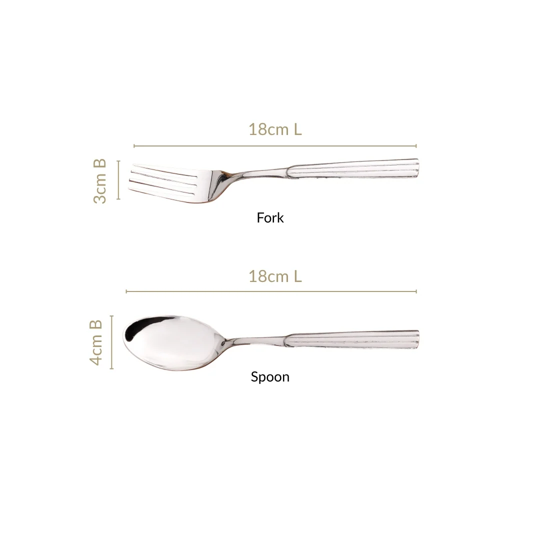 Fluted Stainless Steel Table Spoon And Fork Set Of 12 - Image 3