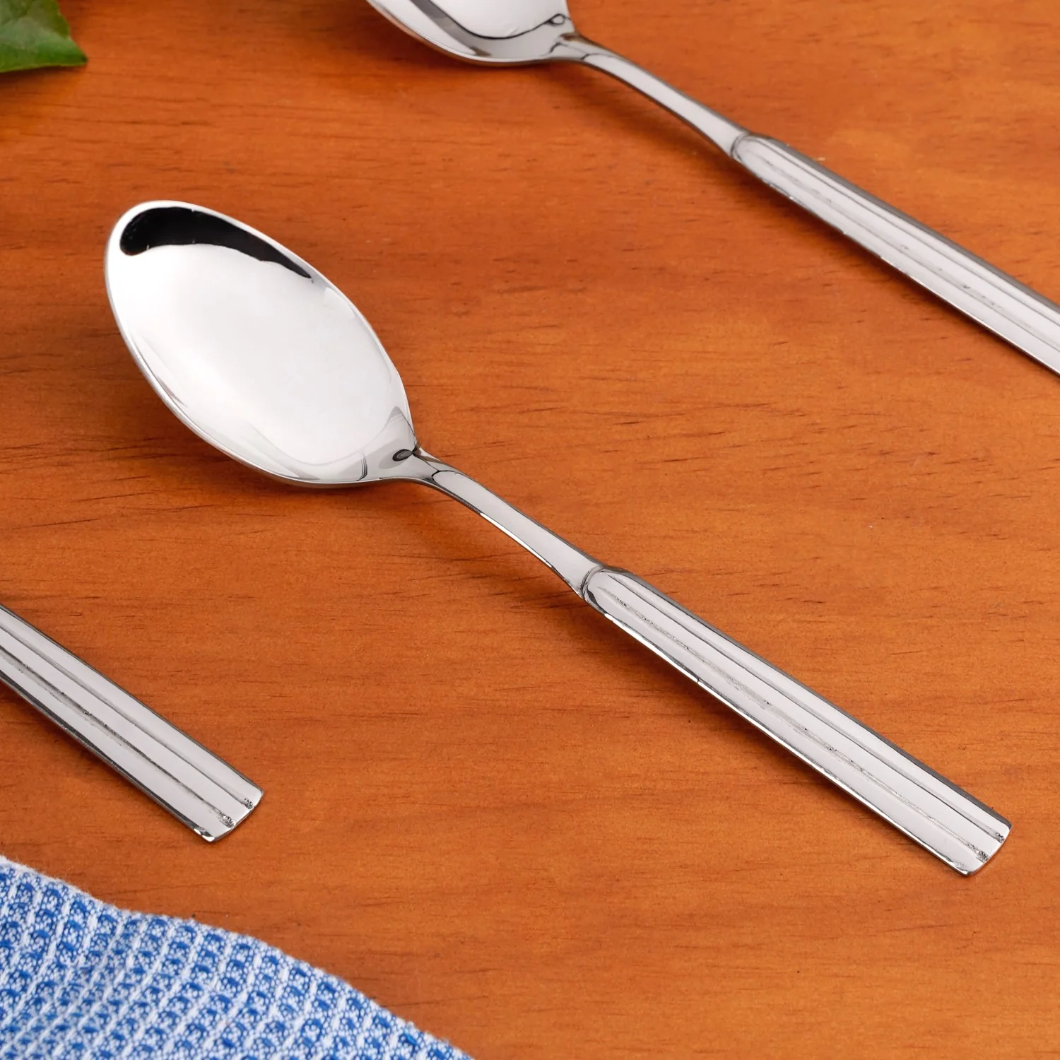 Fluted Stainless Steel Table Spoon And Fork Set Of 12 - Image 5
