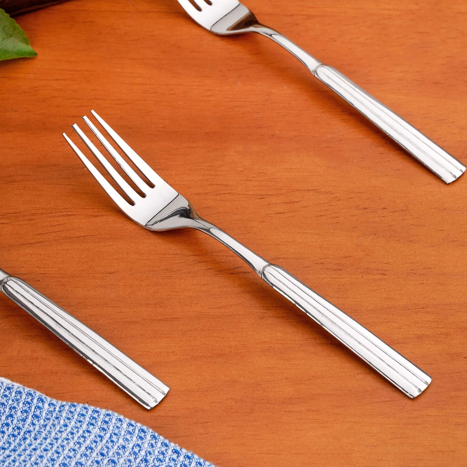 Fluted Stainless Steel Table Spoon And Fork Set Of 12 - Image 6